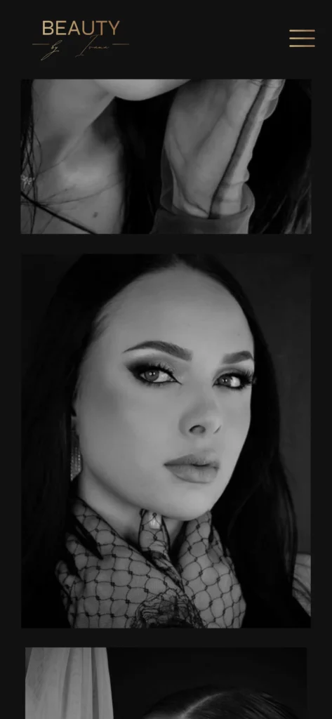 Beauty by Ivana website, mobile view