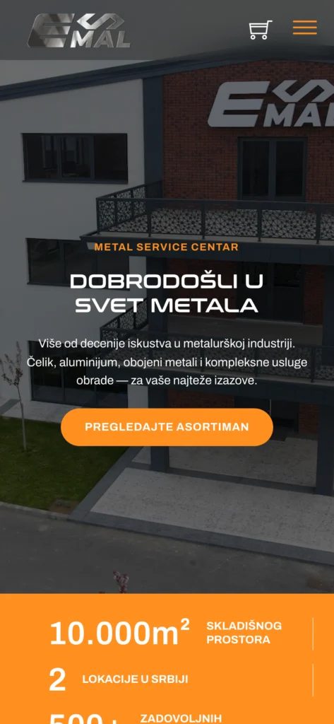 EMAL website, mobile view