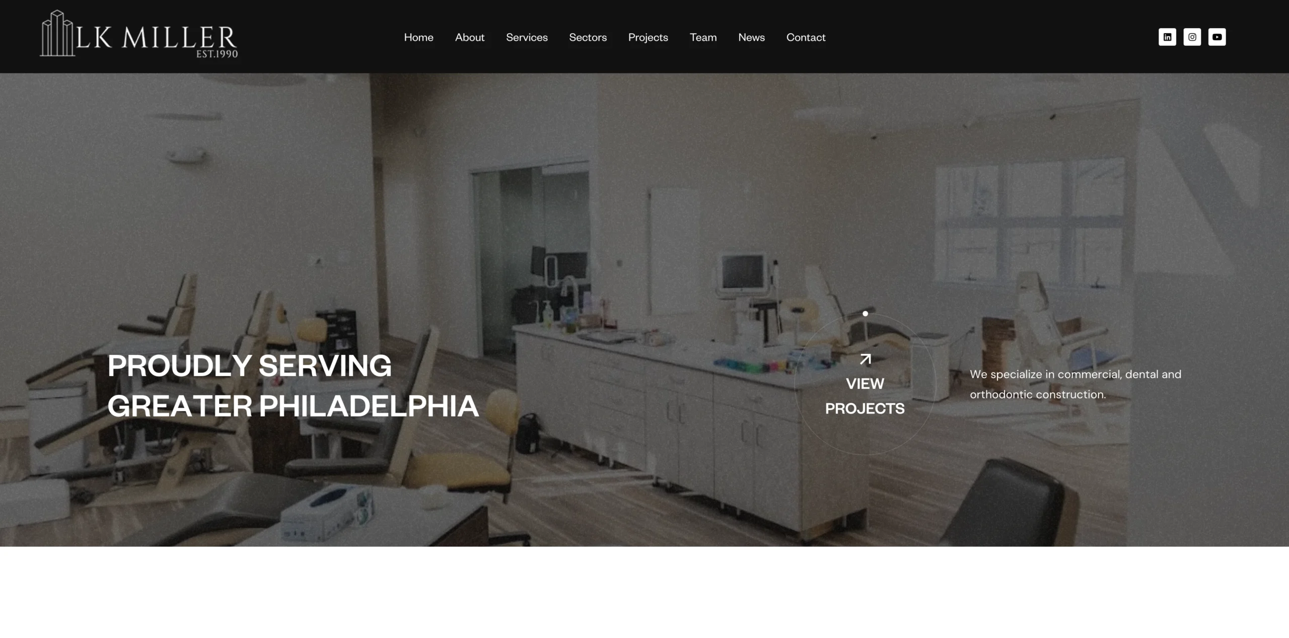 LK Miller Inc. website, desktop view