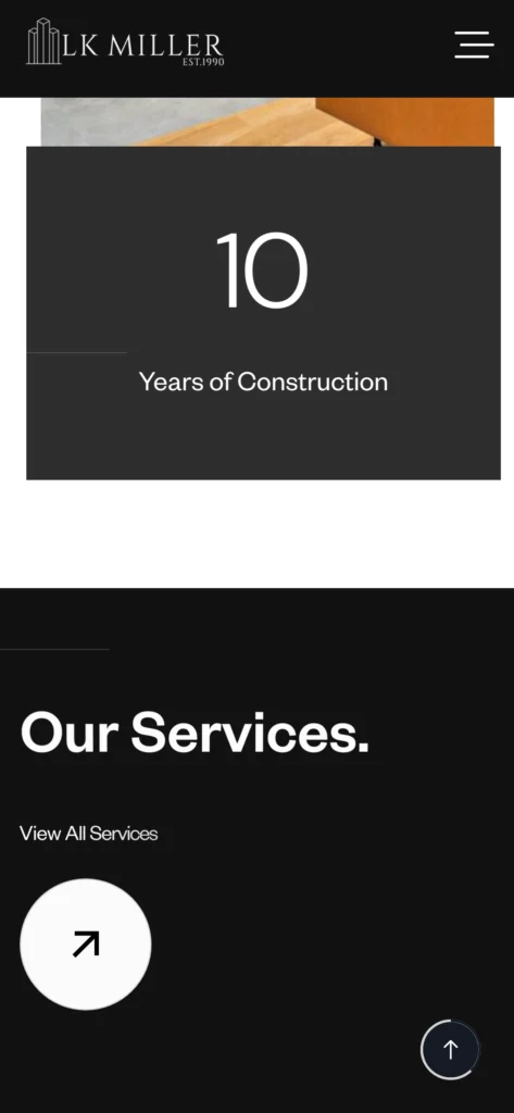 LK Miller Inc. website, mobile view
