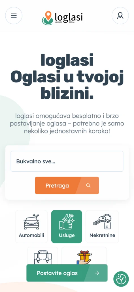 loglasi.rs website, mobile view
