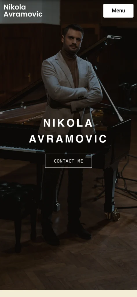 Nikola Avramović website, mobile view