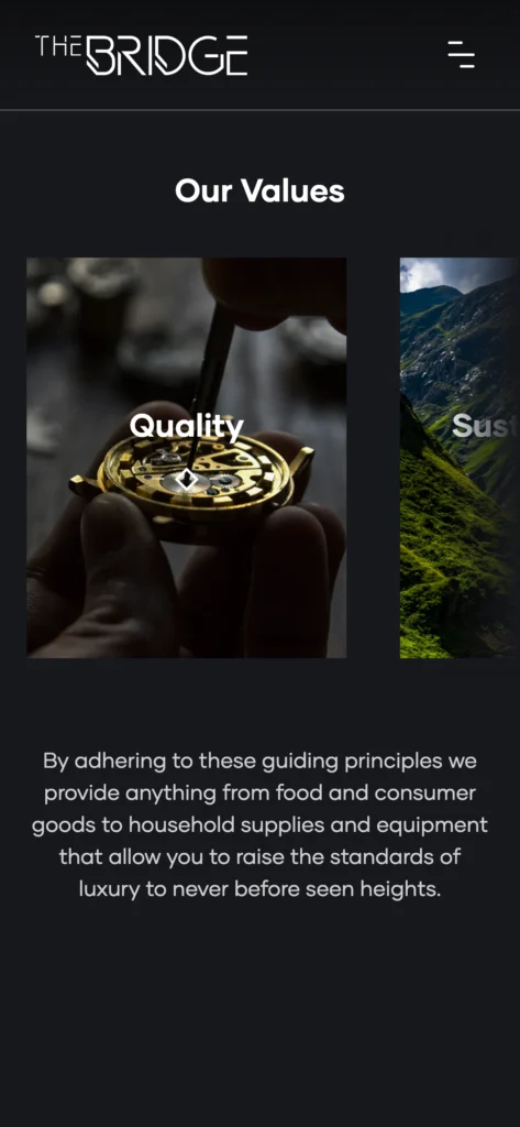 The Bridge website, mobile view